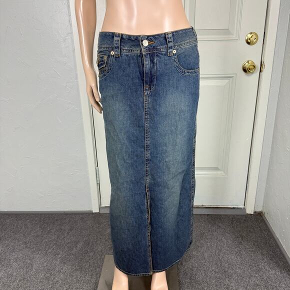 Vintage Y2K Unionbay Women's Skirt 9 Cotton Denim Maxi Cotton jean Long Z4-1 - Picture 1 of 6